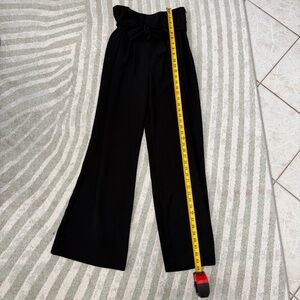 ANTONIO MELANI Black High-Waist Wide-Leg Paperbag Pants with Tie